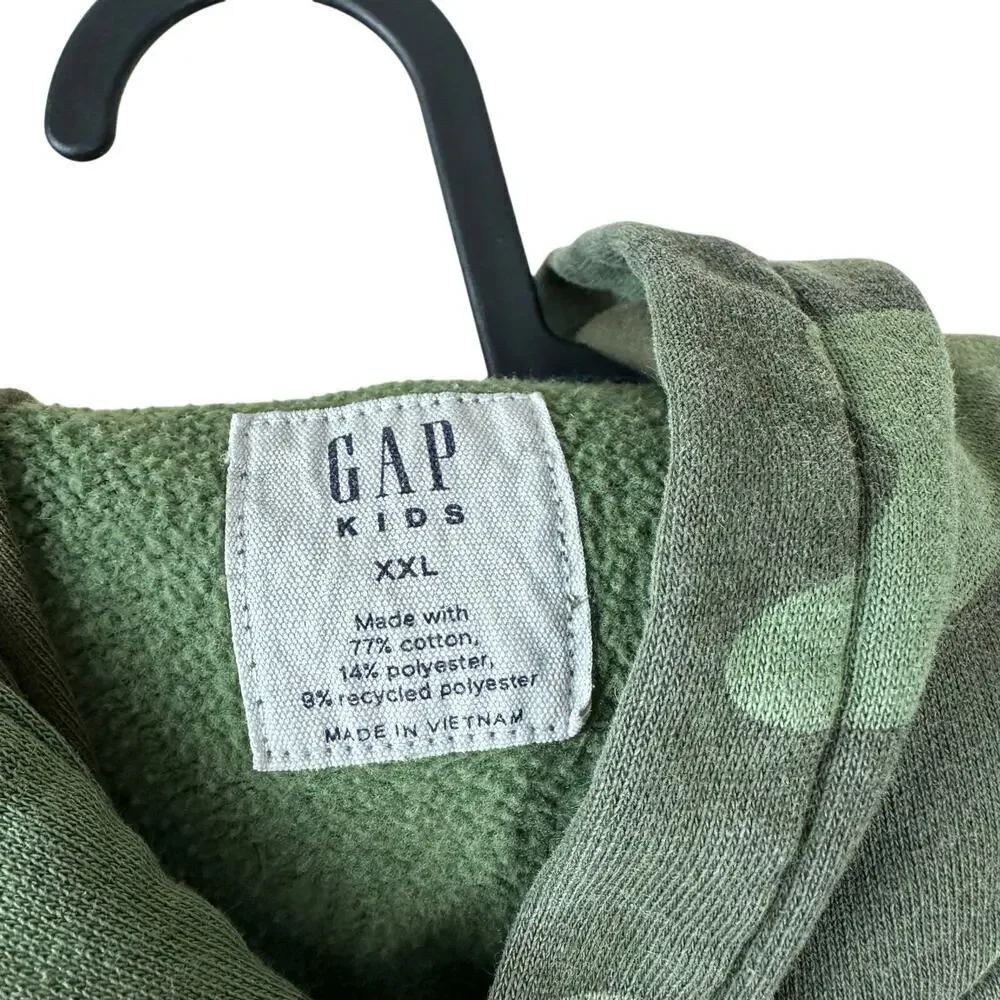 GAP Kids XXL Camo Hoodie Military Green Pullover Sweatshirt